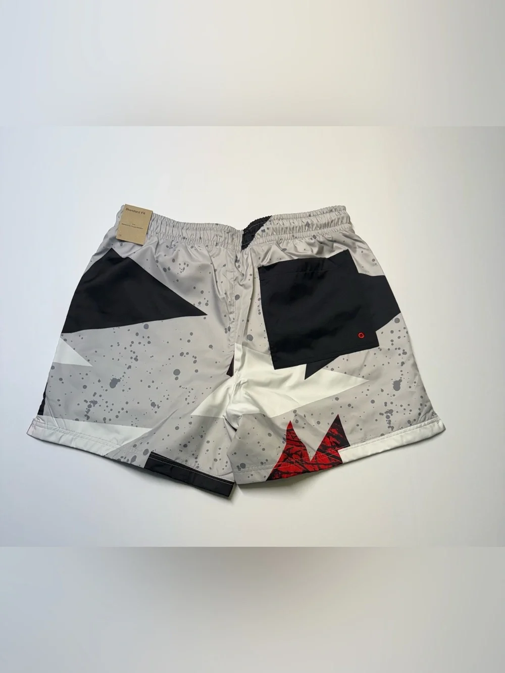 Jordan Essentials Poolside Shorts Men’s Size L Cement Grey- Red IB8818-011 NWT